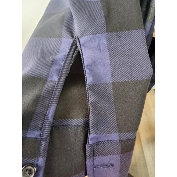 BB Dakota Keenan Navy Blue Plaid Shirt Dress Long Cuffed Button Sleeves Size 18 - Picture 6 of 13